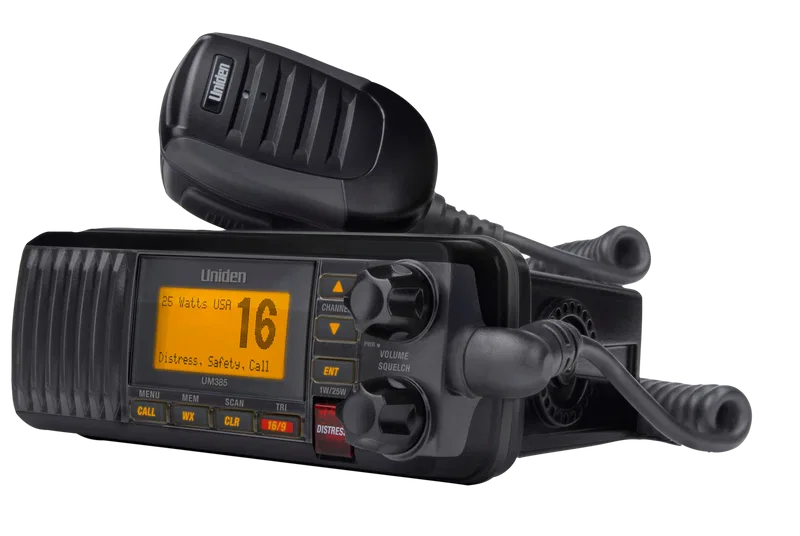 UM385BK – UNIDEN AMERI VHF Radio, Fixed Mount United States/ Canadian/ International Channels 1/20 Watt 10 NOAA Weath...